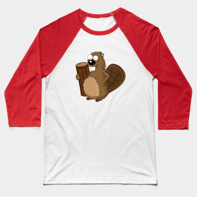 Cute Cartoon Beaver Baseball T-Shirt by nickemporium1